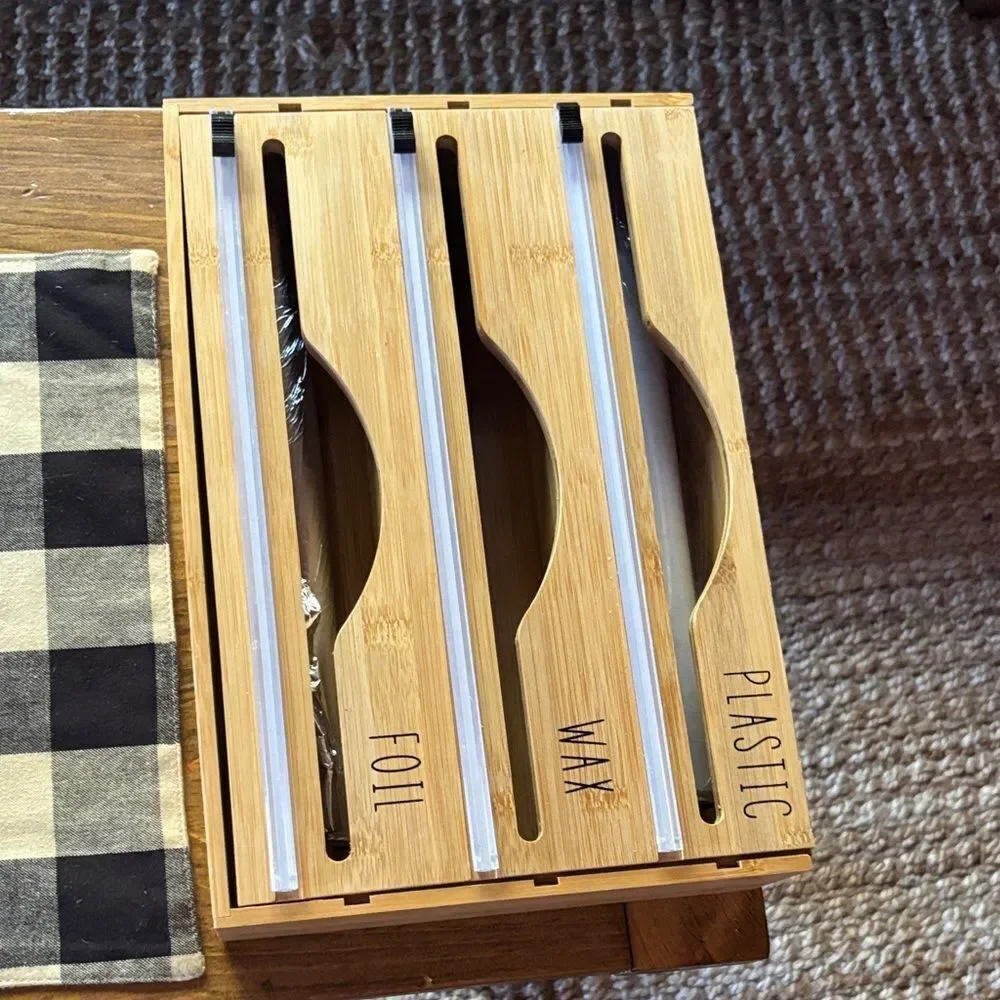 Rae Dunn like Bamboo Kitchen Wrap Organizer